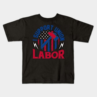 i support union labor working tools american flag tee gifts Kids T-Shirt